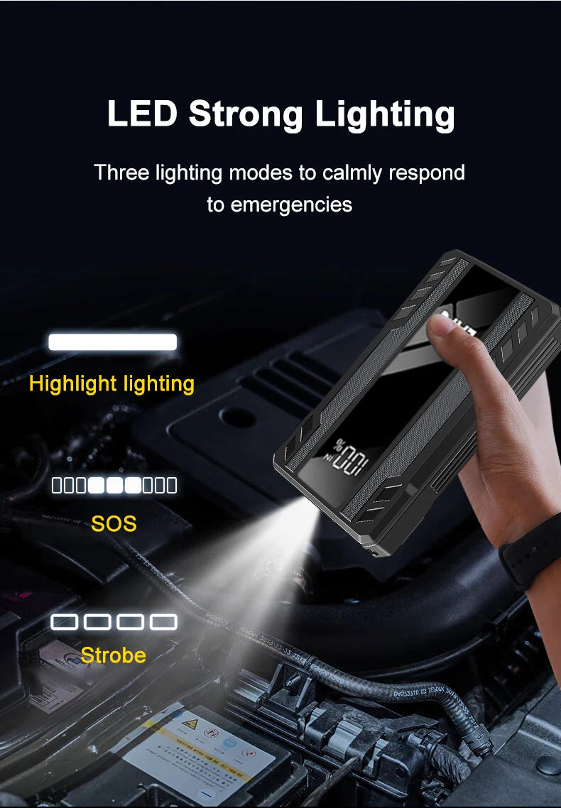Arrancador de Coches EAFC 1000A – Cargador de Batería de Emergencia y Power Bank con Luz para Vehículos de 12V