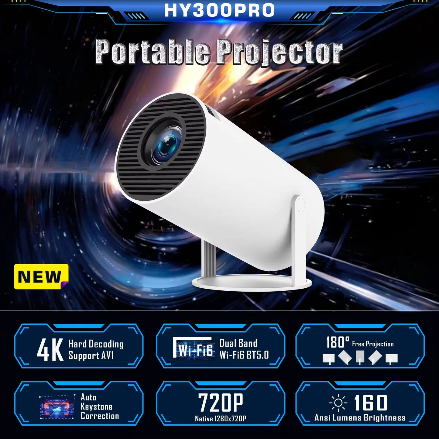 Proyector Smart HY300 Full HD con Android 11