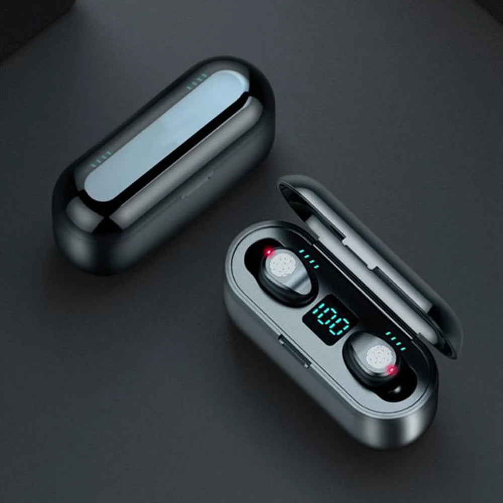Auriculares Inalámbricos F9 TWS con Powerbank – Bluetooth, Estuche de Carga y Micrófono Integrado