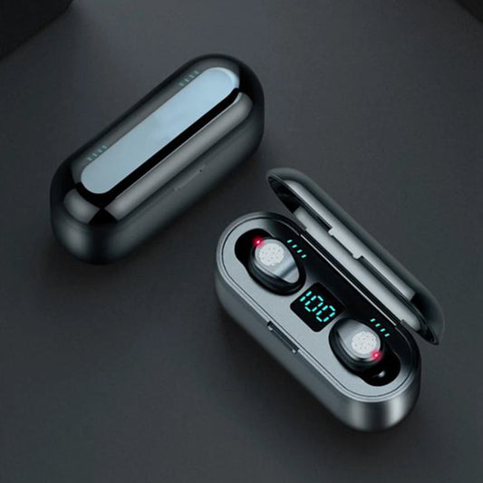 Auriculares Inalámbricos F9 TWS con Powerbank – Bluetooth, Estuche de Carga y Micrófono Integrado