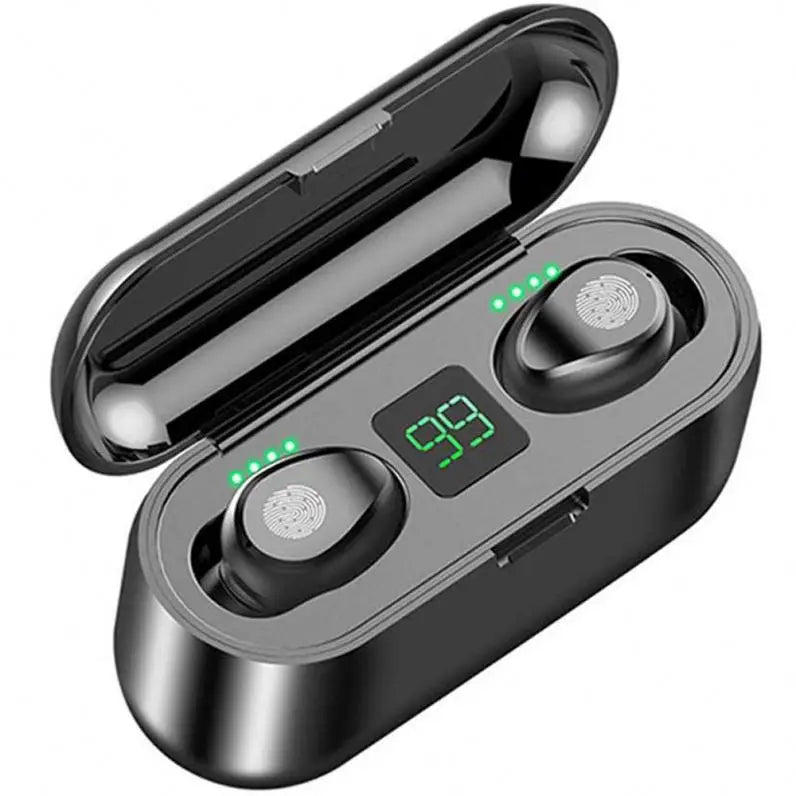 Auriculares Inalámbricos F9 TWS con Powerbank – Bluetooth, Estuche de Carga y Micrófono Integrado