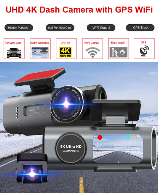 Cámara Dash Cam 4K UHD – Grabación Ultra HD, Visión Nocturna, Wi-Fi Integrado, GPS y Monitoreo 24H de Aparcamiento