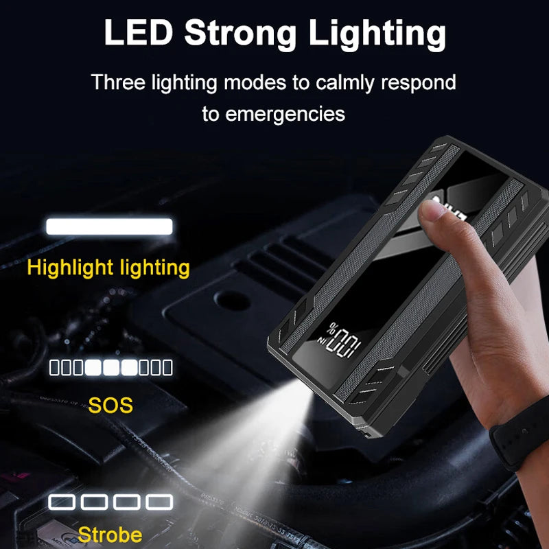 Arrancador de Coches EAFC 1000A – Cargador de Batería de Emergencia y Power Bank con Luz para Vehículos de 12V
