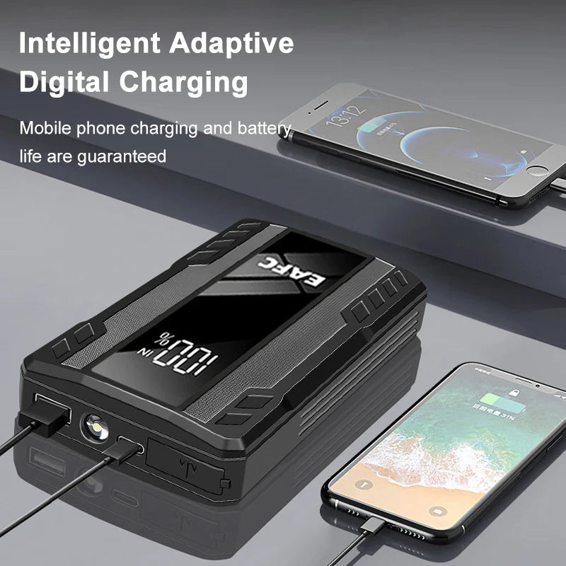 Arrancador de Coches EAFC 1000A – Cargador de Batería de Emergencia y Power Bank con Luz para Vehículos de 12V