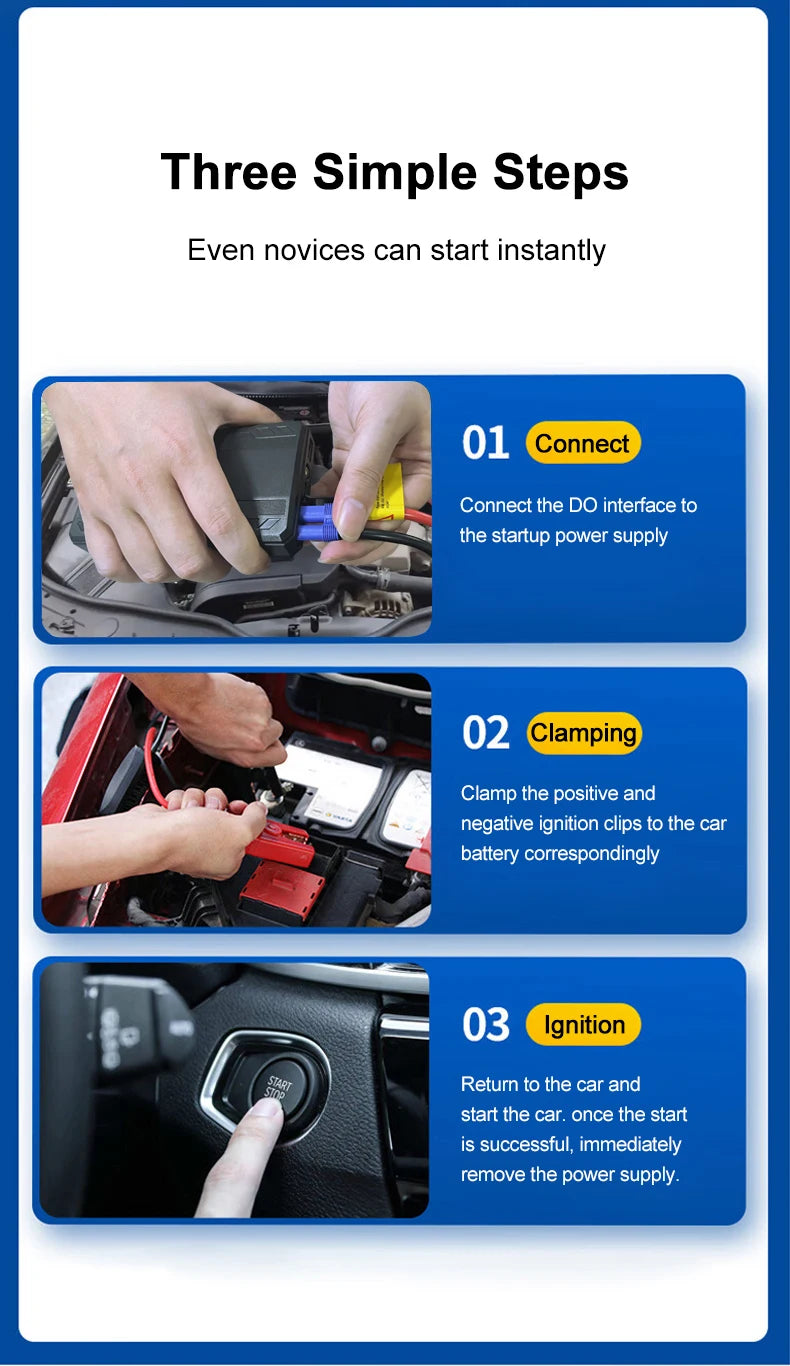 Arrancador de Coches EAFC 1000A – Cargador de Batería de Emergencia y Power Bank con Luz para Vehículos de 12V
