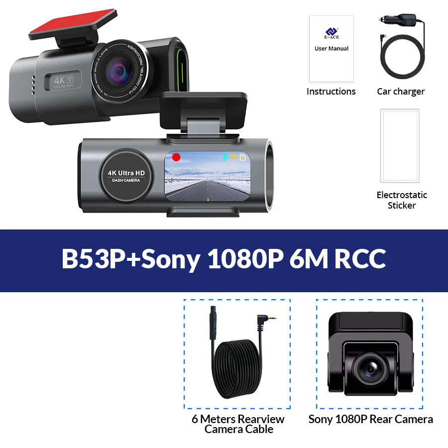 Cámara Dash Cam 4K UHD – Grabación Ultra HD, Visión Nocturna, Wi-Fi Integrado, GPS y Monitoreo 24H de Aparcamiento