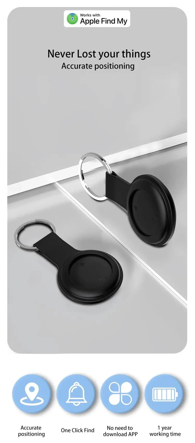 Localizador GPS Inteligente – Rastreador Global para Mascotas, Carteras, Maletas, Coches, Niños y Personas Mayores – Compatible con “Buscar” de iPhone