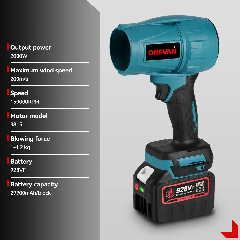Soplador ONEVAN 2000W Inalámbrico – Turbo Fan sin Escobillas