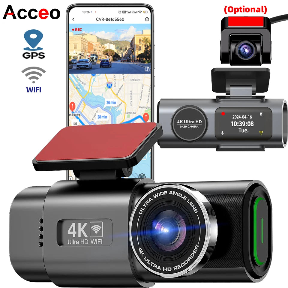 Cámara Dash Cam 4K UHD – Grabación Ultra HD, Visión Nocturna, Wi-Fi Integrado, GPS y Monitoreo 24H de Aparcamiento